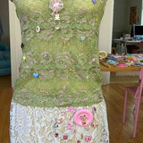 1/1 green goddess vintage lace cami
