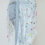 1/1 sheer sweetheart vintage lace overskirt
