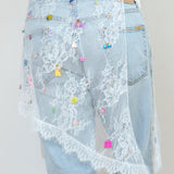 1/1 sheer sweetheart vintage lace overskirt