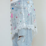 1/1 sheer sweetheart vintage lace overskirt