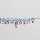 1/1  blue beaded flower necklace