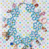 1/1  blue beaded flower necklace