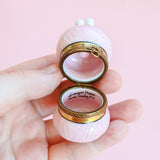 vintage pink yarn limoges trinket box