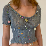 1/1 crochet charmed short sleeve top