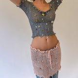 1/1 crochet charmed short sleeve top