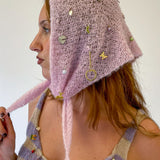 1/1 crochet charmed pink head scarf